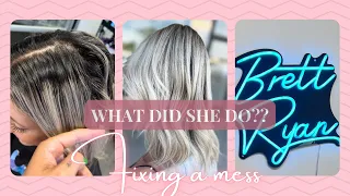 WHAT DID SHE DO? | MY CLIENT RUINED HER HAIR COLOR AT HOME | EASY FIX