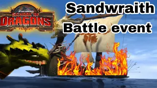 School of dragons battle event using sandwraith