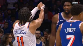 Joel Embiid and Jalen Brunson taunt and call each other floppers 😂