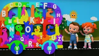 Alphabet ABC Song for Children | Little Baby Boy & Girl Fun Play Learning ABCD Bus Toy Set 3D Kids