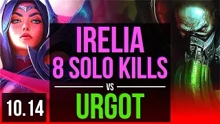 IRELIA vs URGOT (TOP) | 3 early solo kills, 8 solo kills, KDA 14/3/9 | EUW Grandmaster | v10.14