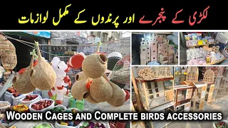 Wooden Cages and Complete Birds Accessories in Lalukhet Birds Market Shop | Danish Ahmed Vlogs