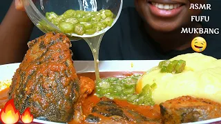 ASMR:🔥African food FUFU mukbangs | Tomato Pepper Soup CHICKEN, CATFISH & MACKEREL | A LOT OF  BONES!