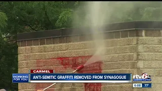 Carmel synagogue cleans Nazi graffiti from building