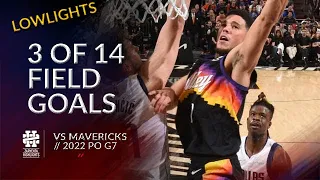 Devin Booker 3 of 14 field goals vs Mavericks 2022 PO G7