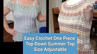 How to Crochet Top Down Off / On Shoulder Summer Top | Size Adjustable | Tutorial