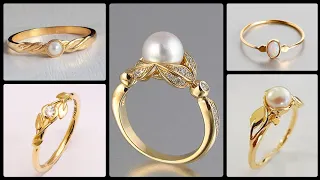 Very beautiful Latest daily wear gold & Pearl ring designs light weight Gold engagement ring design