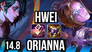 HWEI vs ORIANNA (MID) | 8/0/5, 74% winrate, Legendary | EUW Master | 14.8