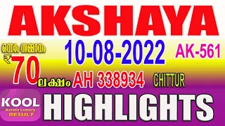 KERALA LOTTERY RESULT|HIGHLIGHTS|akshaya bhagyakuri ak561|Kerala Lottery Result Today|todaylive|live