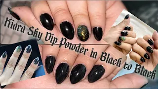 Applying Dip Powder on my Dominant Hand! - Kiara Sky Dip Powder in Black to Black | 6issel