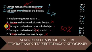 Soal Psikotes TNI POLRI (PART 2): Tes kecerdasan psikologi (silogisme/penarikan kesimpulan).