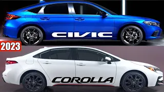 CIVIC 2023 vs Toyota COROLLA (2023) | hybrid 🤔mazda 3