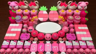 HELLO KITTY & PINEAPPLE - Mixing Makeup & PINK Clay and More Into Slime ! Satisfying Slime #1428