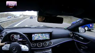 Mercedes-Benz E 200 Coupé 2019 flotte & gemütliche Fahrt Autobahn, bisschen Quatschen [4K 50fps]