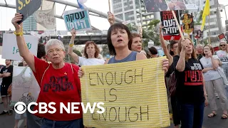 Protests in Israel after disturbing video released of hostages in Gaza