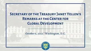 Treasury Secretary Janet Yellen's Remarks at the Center for Global Development