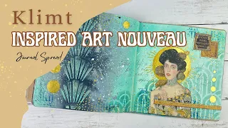 Exploring Various Stencil Methods In An Art Nouveau Inspired Art Journal Page