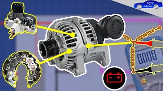 How does an ALTERNATOR work ? How to TEST the COMPONENTS with a multimeter and to REPAIR it ?