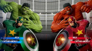 Hulk & Green Captain America VS Red Hulk & Red Captain America - Marvel vs Capcom Infinite