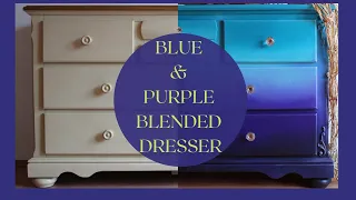 Blue and Purple Blended Dresser - DIY Furniture Flip