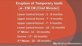 Sequence of Eruption of Teeth : My Medical Mnemonics