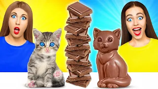 Tantangan Makanan Asli vs Makanan Cokelat | Perang Lelucon Multi DO Fun Challenge
