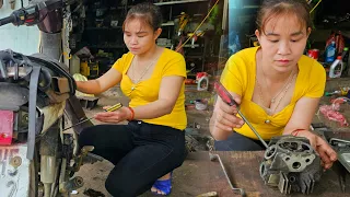 Genius girl Repairs and restores severely damaged Dream motorbikes.Edit Old becomes new/blacksmith