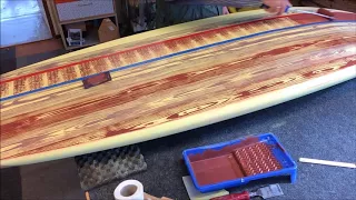 Turn a surfboard into wood. Custom painted faux wood grain. DIY