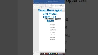 Shortcut for making words in Capital-letters #short #microsoft #word