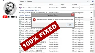 Windows Update | An error has occurred. Not all of the updates were successfully uninstalled #ITHelp