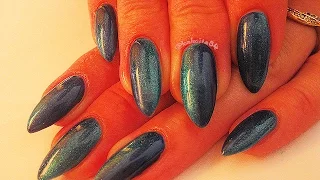 Ombre - Manicure Hybrydowy Semilac - Jak cieniować pędzelkiem z lakieru - 085 + 020 (Metalic)