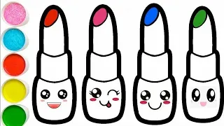 How To Draw Cute & Easy Lipstick 💄🌈 | Drawing  & Coloring For Kids &  Toddlers