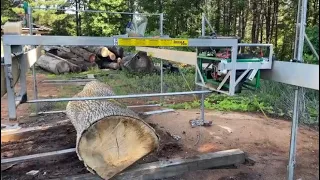 Cutting a white ash log with a Lucas Dedicated Slabber