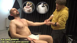 ASMR AX AND KNIFE CHEST - BELLY MASSAGE 💈 CRACKS 💈 Head,Back,Arm,Palm,Face,Ear,Neck,Foot,Leg Massage