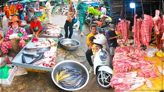 Amazing! Cambodian Food Market in Phnom Penh City | Pork, Beef, Chicken, Fish, Vegetable & More