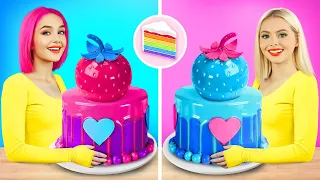 Challenge: torta rosa vs. torta blu!|Mangiamo dolci di un solo colore per 24 ore! Di Turbo Team