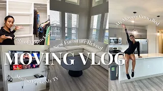 MOVING VLOG:THIS IS CRAZY!MOVERS CANCELLED ON ME!NEW SOFA+FURNITURE REVEAL!UNPACKING &MORE