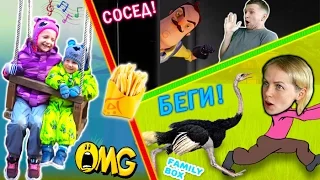 ВЕСЕЛЫЙ ОТДЫХ в лесу / Маму укусил СТРАУС / Семейный ВЛОГ от Family box