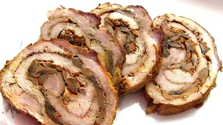 Мясной рулет из свинины с грибами /Сочный рулет из целого куска мяса/ Мясная закуска вкуснее колбасы