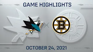 NHL Highlights | Sharks vs. Bruins - Oct. 24, 2021