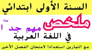 ملخص/مراجعة عامة شاملة في اللغة العربية الأولى ابتدائي