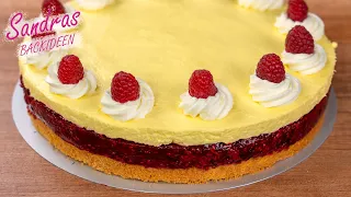 Himbeertorte mit Paradiescreme - leicht und fruchtig | ohne Gelatine