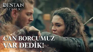 Temmur Akkız'ın boğazına kılıç dayadı! - Destan