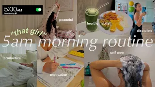 5AM morning routine 🌱 how to change your life, become THAT girl, productive planning healthy habits