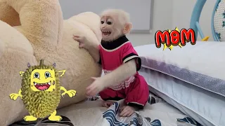 Baby Monkey SUGAR Screams So Scared Meeting Monster Nightmare