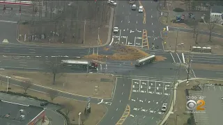 Tanker Truck Crash, Fuel Spill Shuts Down Route 9 In New Jersey