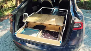 Tesla Model Y Camper Build 2.0 (Workbed, Induction Cooktop, Battery, Storage)