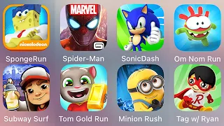 Sonic Dash,Tag W Ryan,Spiderman Unlimited,Om Nom Run,Tom Gold Run,Solo Leveling,Temple Run 2