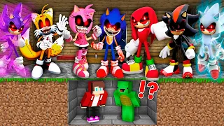 JJ and Mikey HIDE From Scary SONIC.EXE in Minecraft Challenge Maizen Security House