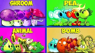 4 team MUSHROOM x PEA x ANIMAL x BOMB - Who Will Win? - Pvz 2 Team Plant Battlez